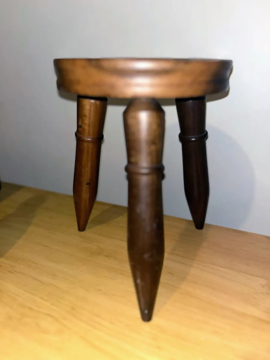 Vintage Irish three legged  hardwood stool - Image 1
