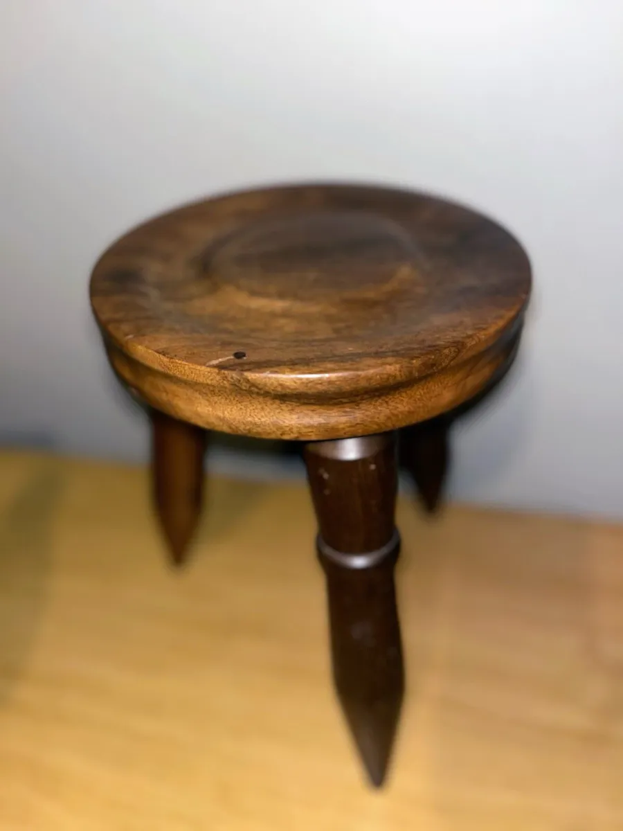 Vintage Irish three legged  hardwood stool - Image 2