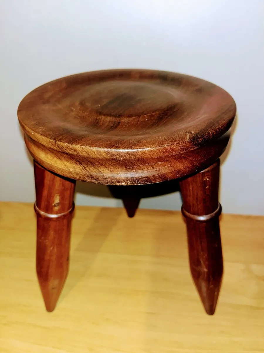 Vintage Irish three legged  hardwood stool - Image 3