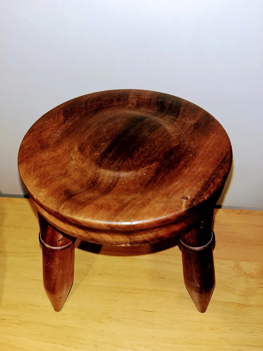 Vintage Irish three legged  hardwood stool - Image 4