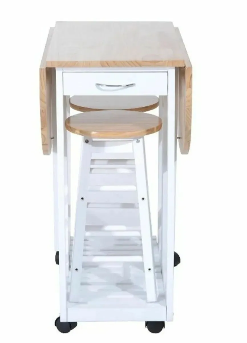 Wood Dining 3pc Foldable Table and Stools Set - Image 3