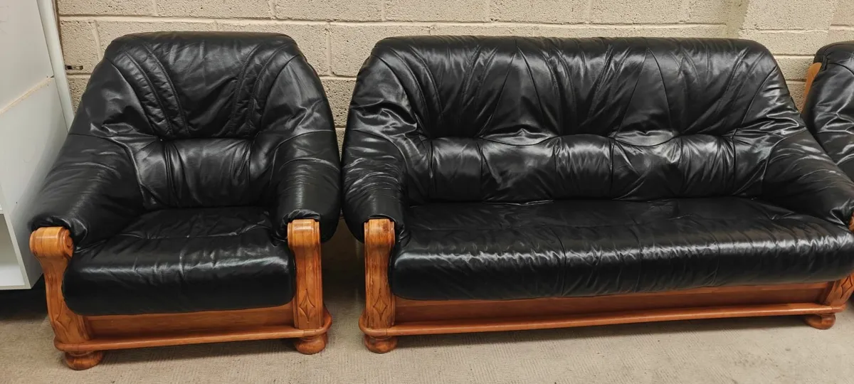 3+1+1 Black Leather Suite - Image 2