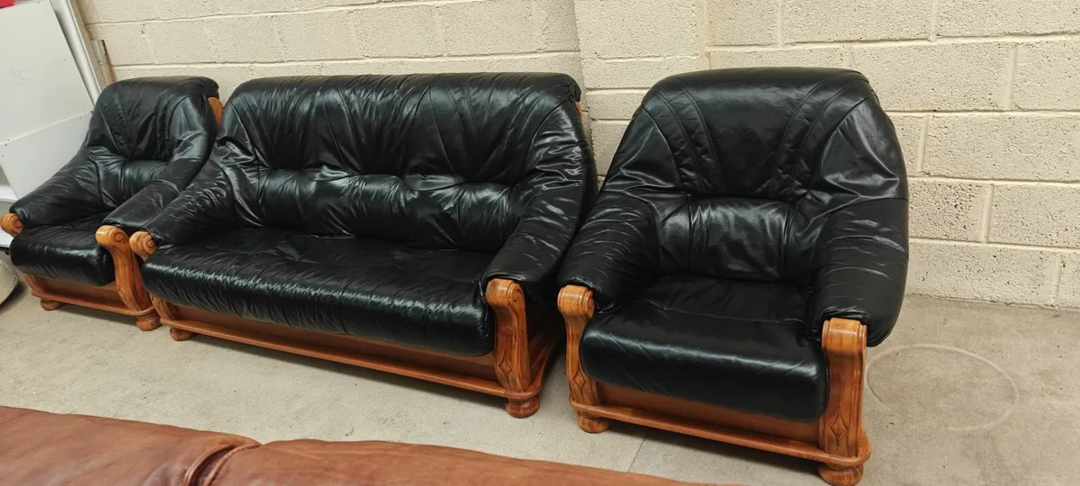 3+1+1 Black Leather Suite - Image 4