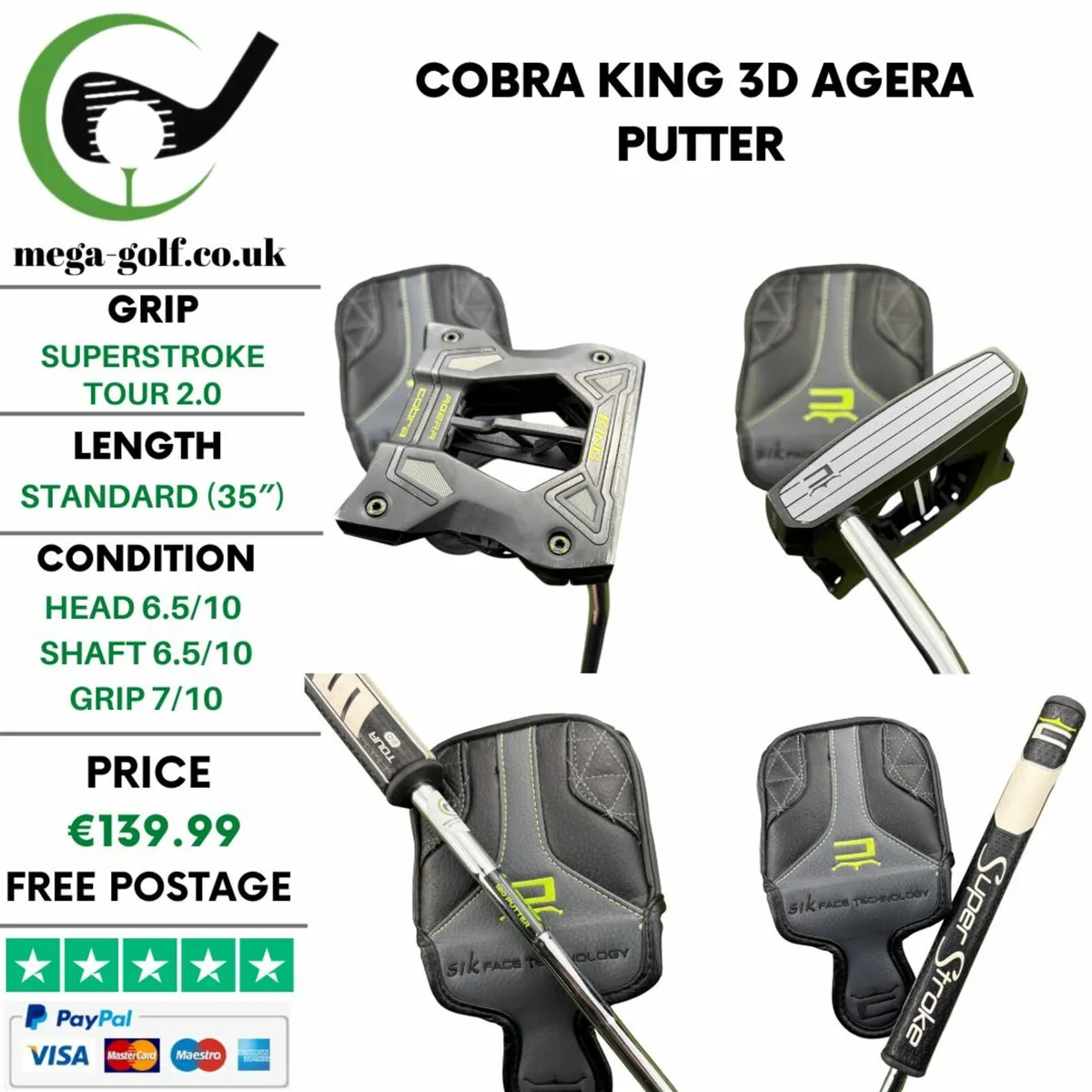 Cobra King 3D Agera Putter / 35″ - Image 1