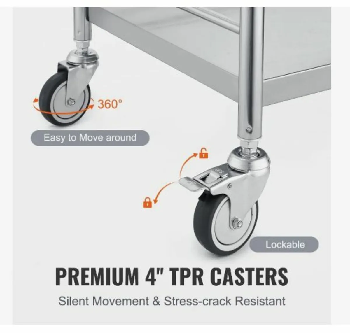 Medical Cart, 2 Layers Stainless Steel - Image 2