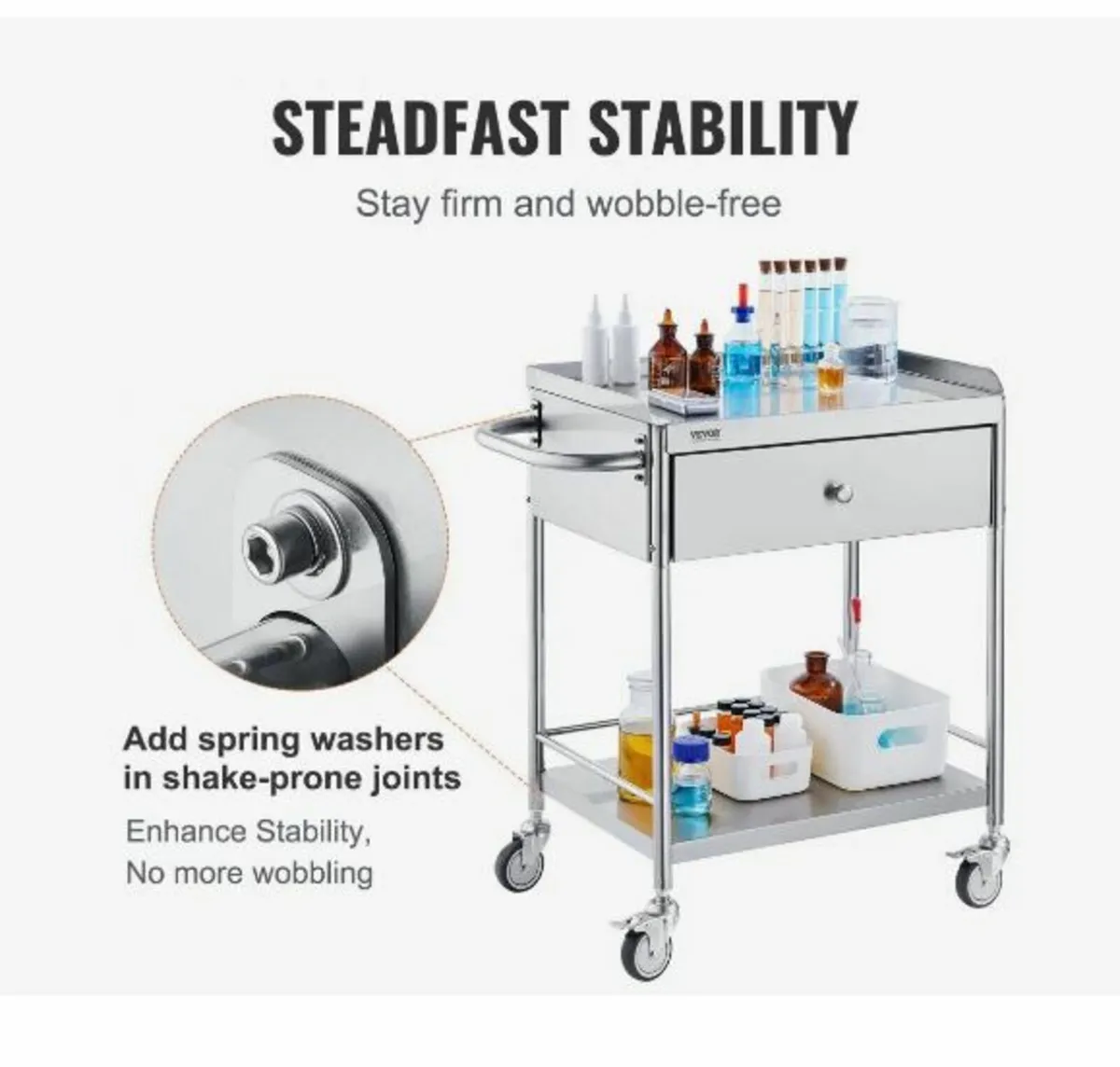 Medical Cart, 2 Layers Stainless Steel - Image 4