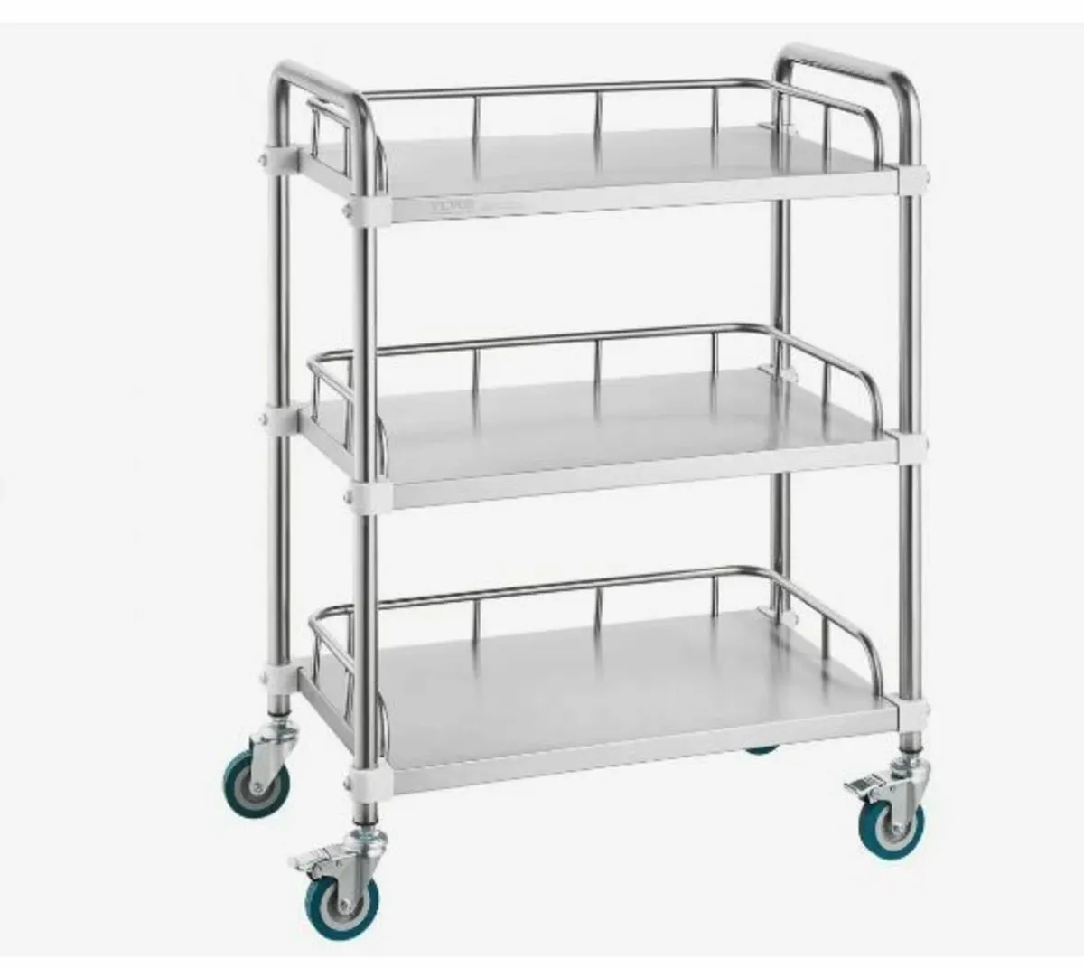 Lab Rolling Cart, 3-Shelf Stainless Steel - Image 1