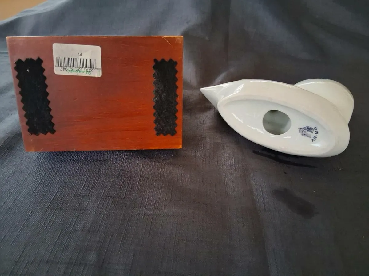 2 Ceramic  Porcelain Sailing Boat Ornaments - Image 3