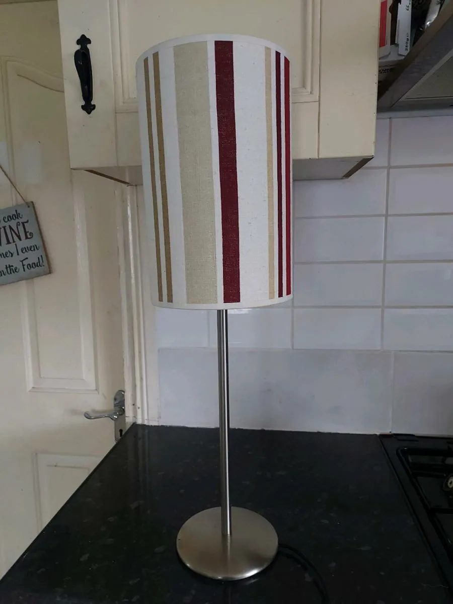 Lovely chrome table lamp with striped shade