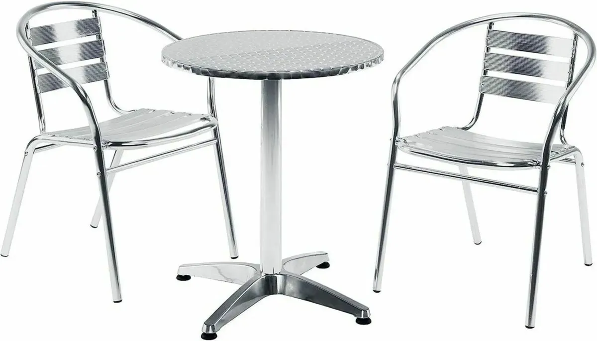 Cafe Bistro Restaurant Table Adjustable Silver - Image 3