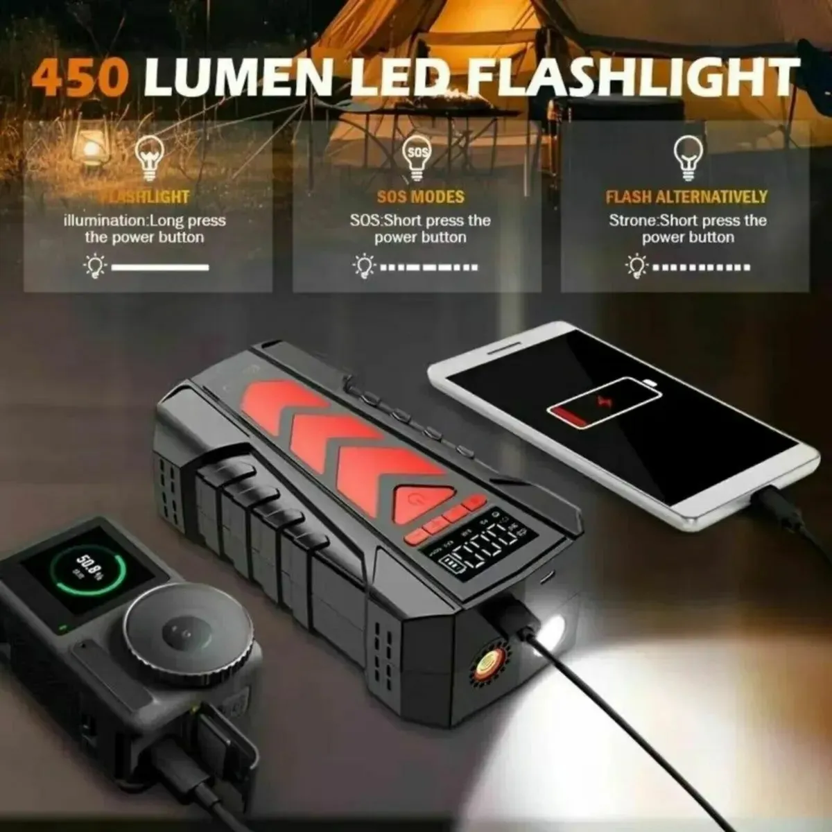 Jump Starter 5-in-1 with Digital Display & Clamps - Image 2