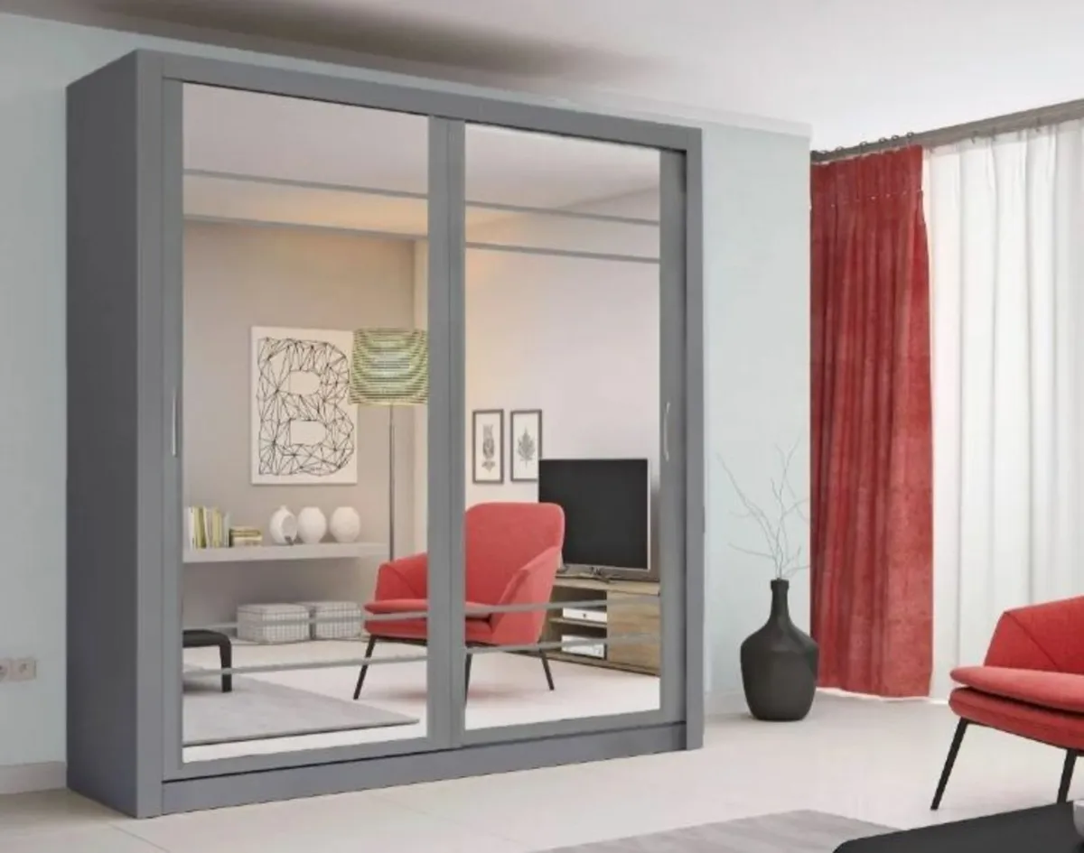 Boston Sliderobe 2.03m Grey no deposit required - Image 2