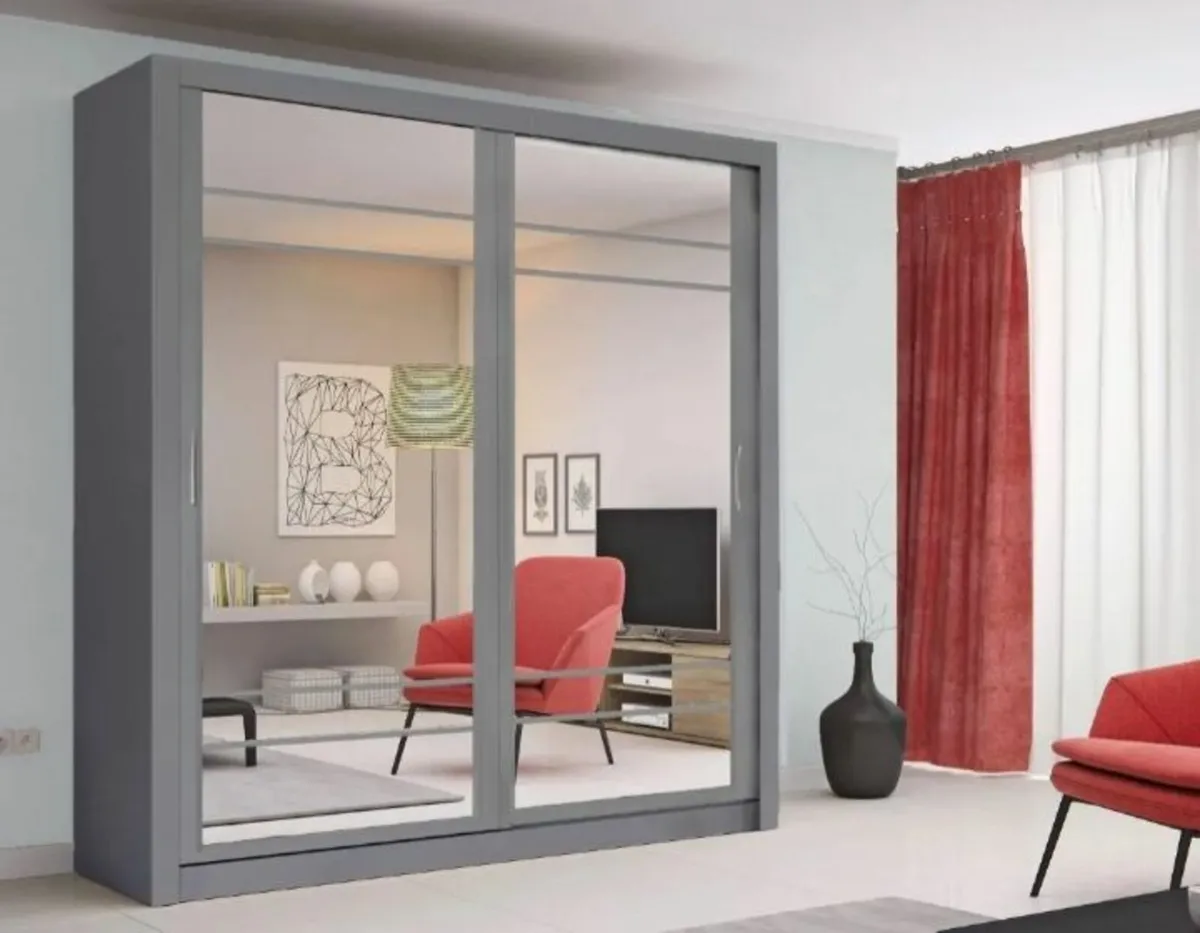 Boston Sliderobe 2.03m Grey no deposit required - Image 3