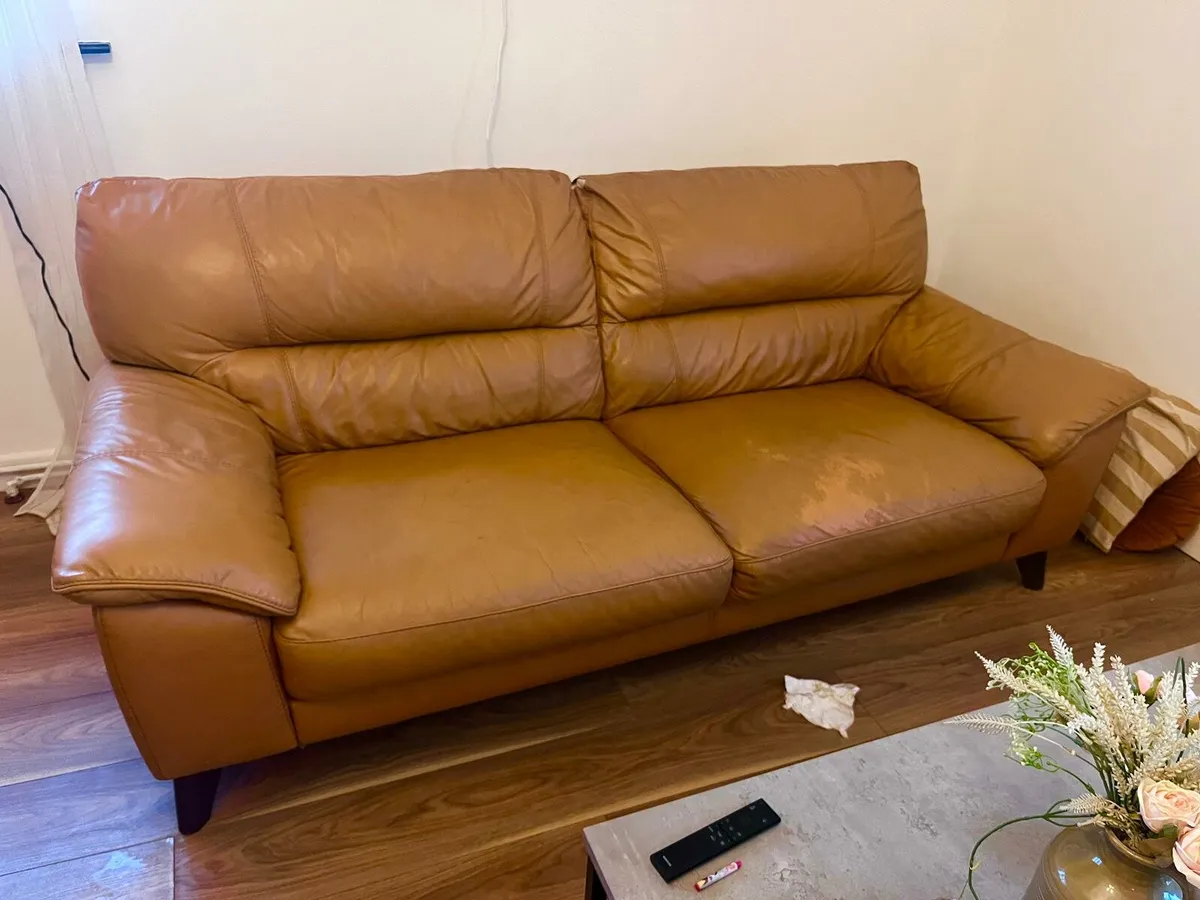 Two identical leather sofas - Image 1