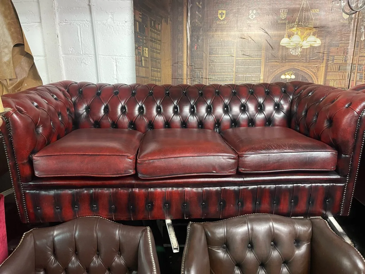 Oxblood red chesterfield sofa - Image 3