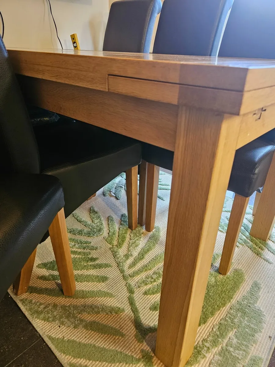 Oak Extendable Dining Table / x6 Faux Leather Chai - Image 2