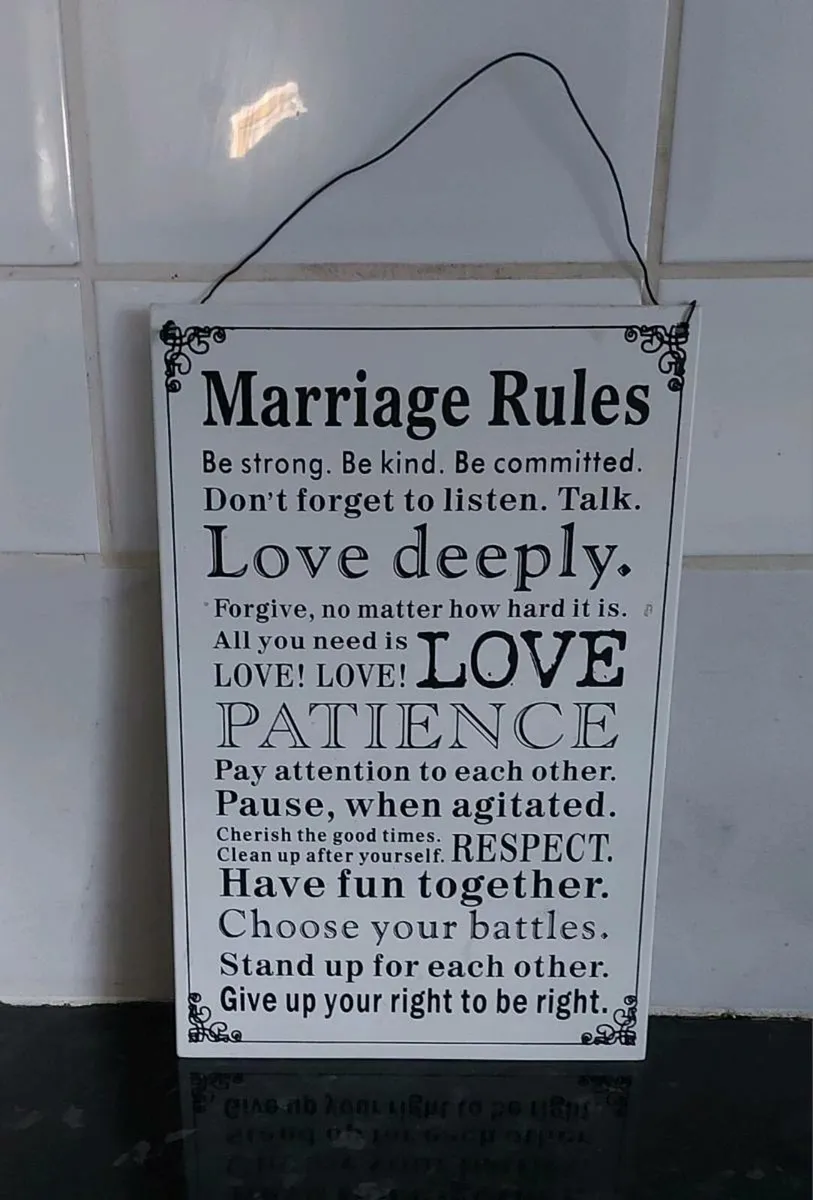 Marriage Rules metal sign