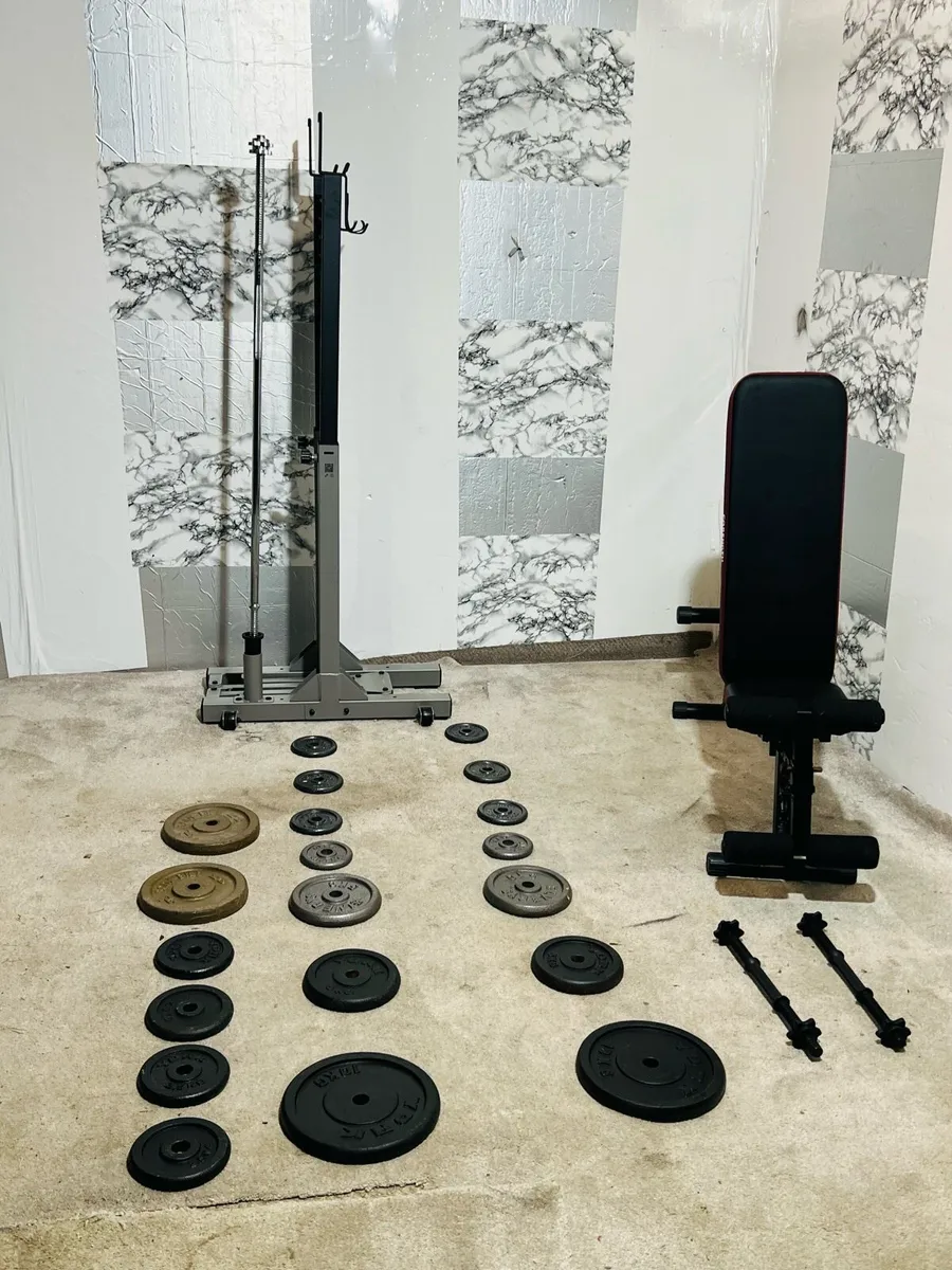 85KG BARBELL SET DUMBBELLS BENCH RACK - Image 4