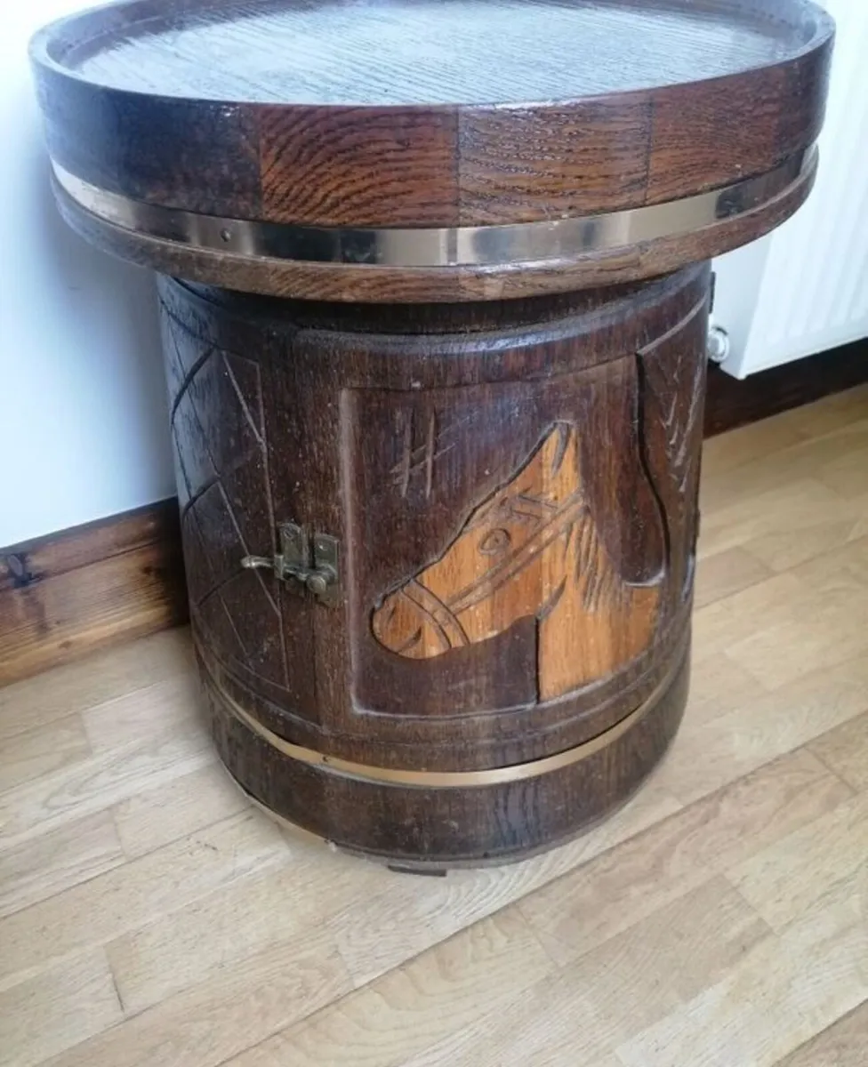 Vintage Wine Barrel Mini Bar - Image 1