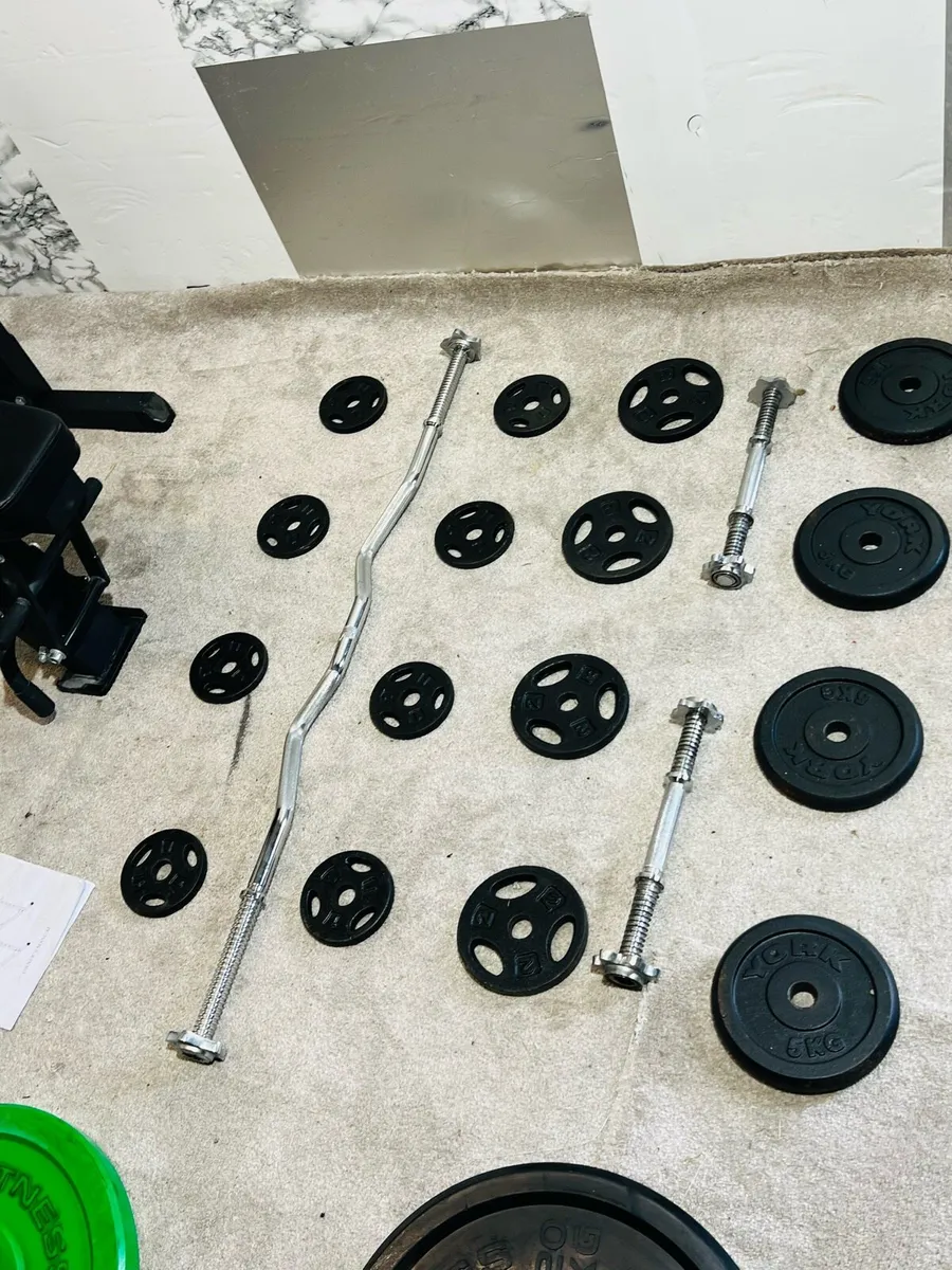 COMPLETE GYM WEIGHTS RACK BENCH BARBELL DUMBBELLS - Image 3