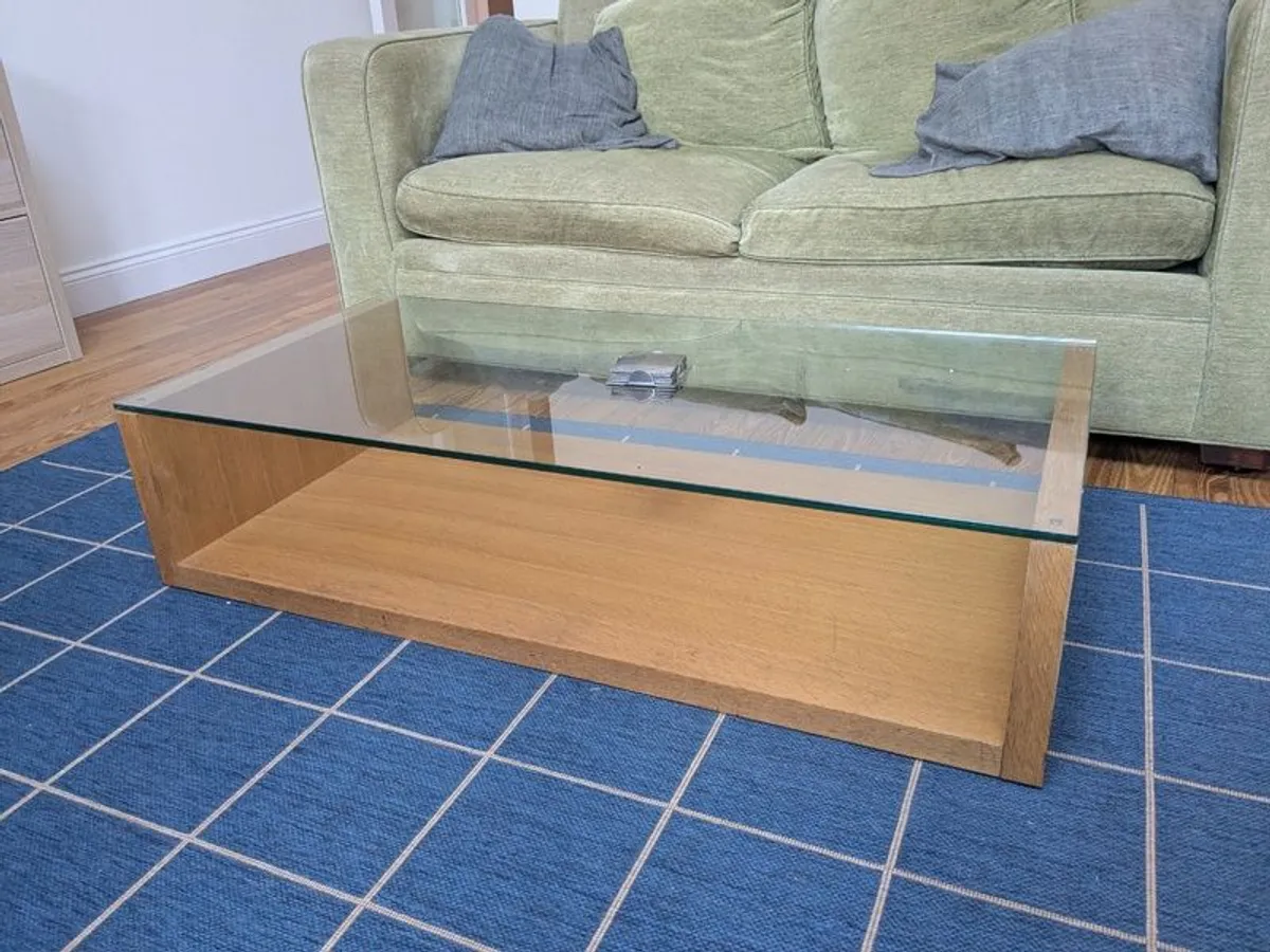Habitat Coffee Table - Oak Veneer & Glass Top - Image 2