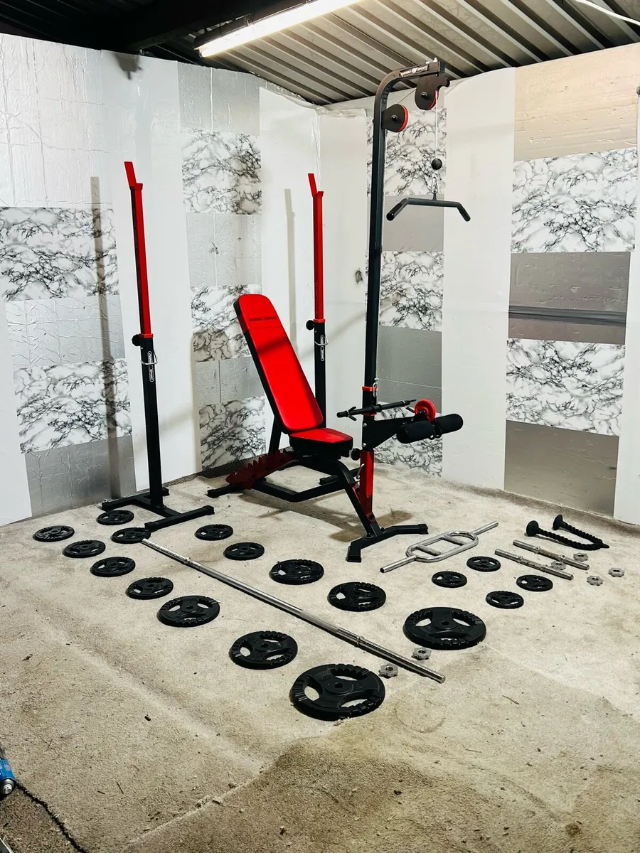 TRIGRIP WEIGHTS-BENCH WITH PULLEY BAR DUMBBELLS - Image 1