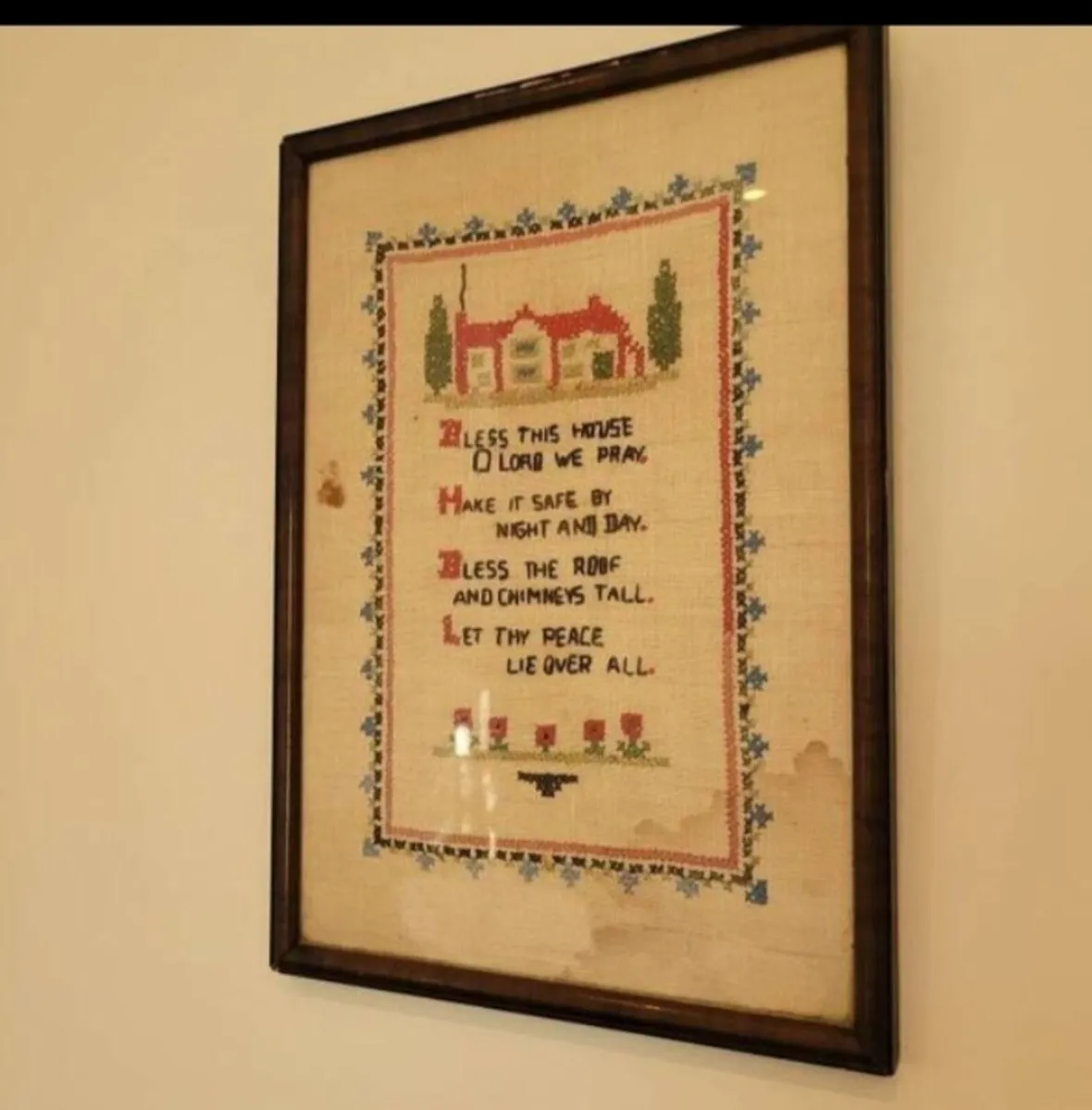 Antique cross stitch sampler - Image 1