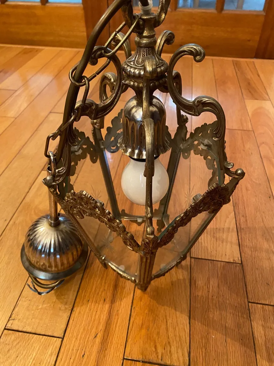 Vintage French Brass Light Ceiling Lantern - Image 1
