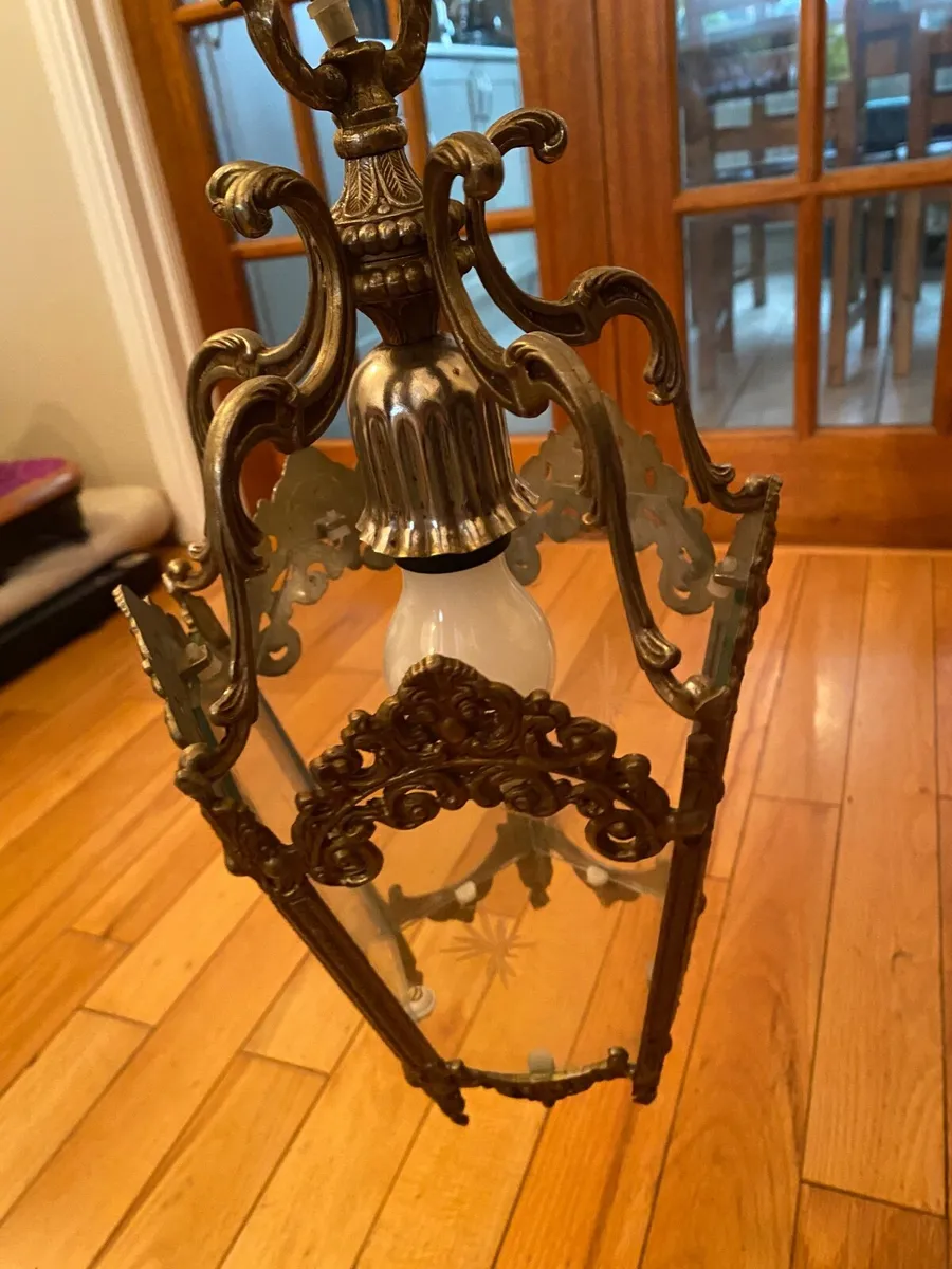 Vintage French Brass Light Ceiling Lantern - Image 2