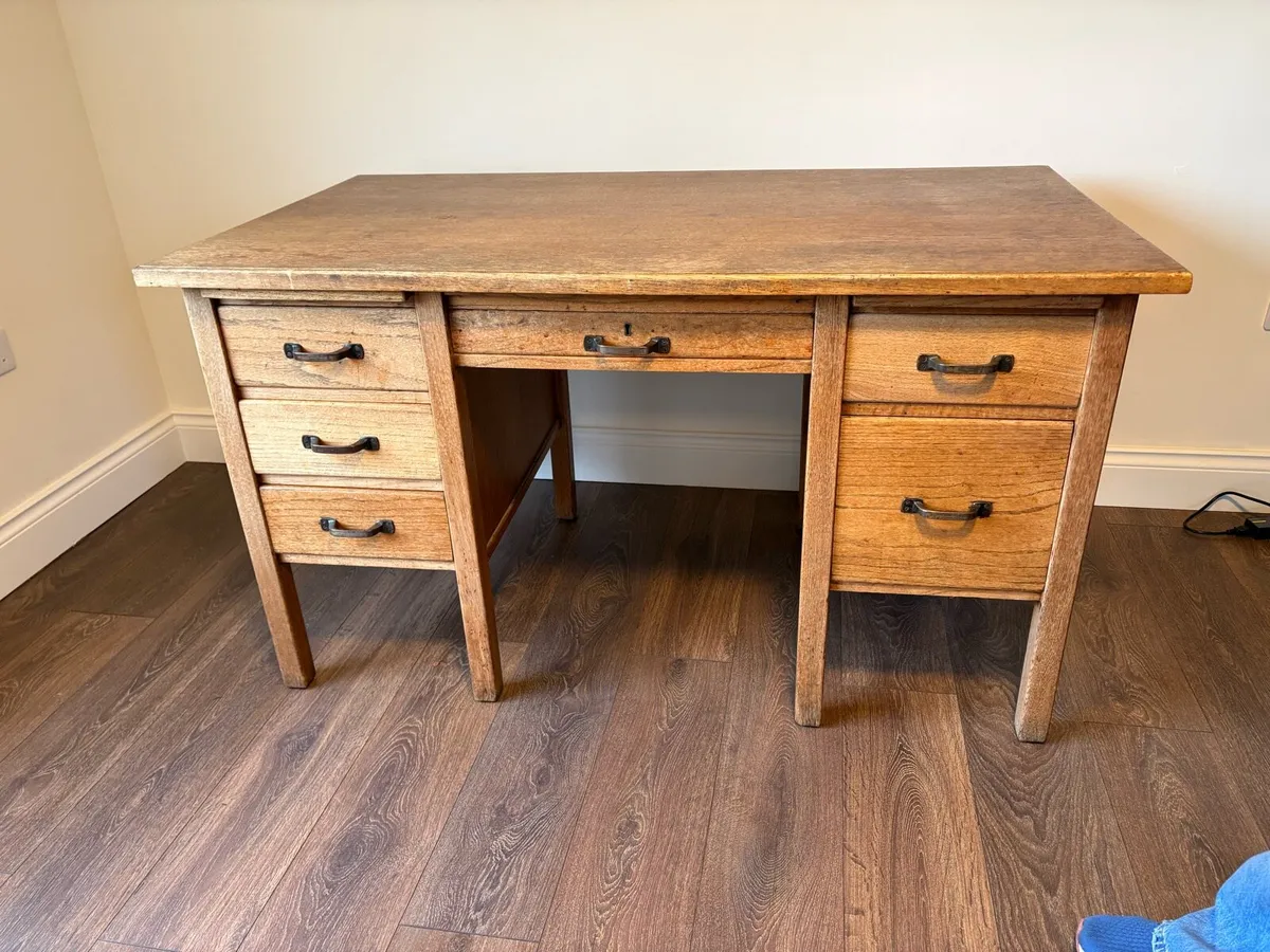 Vintage Oak Desk - Image 2