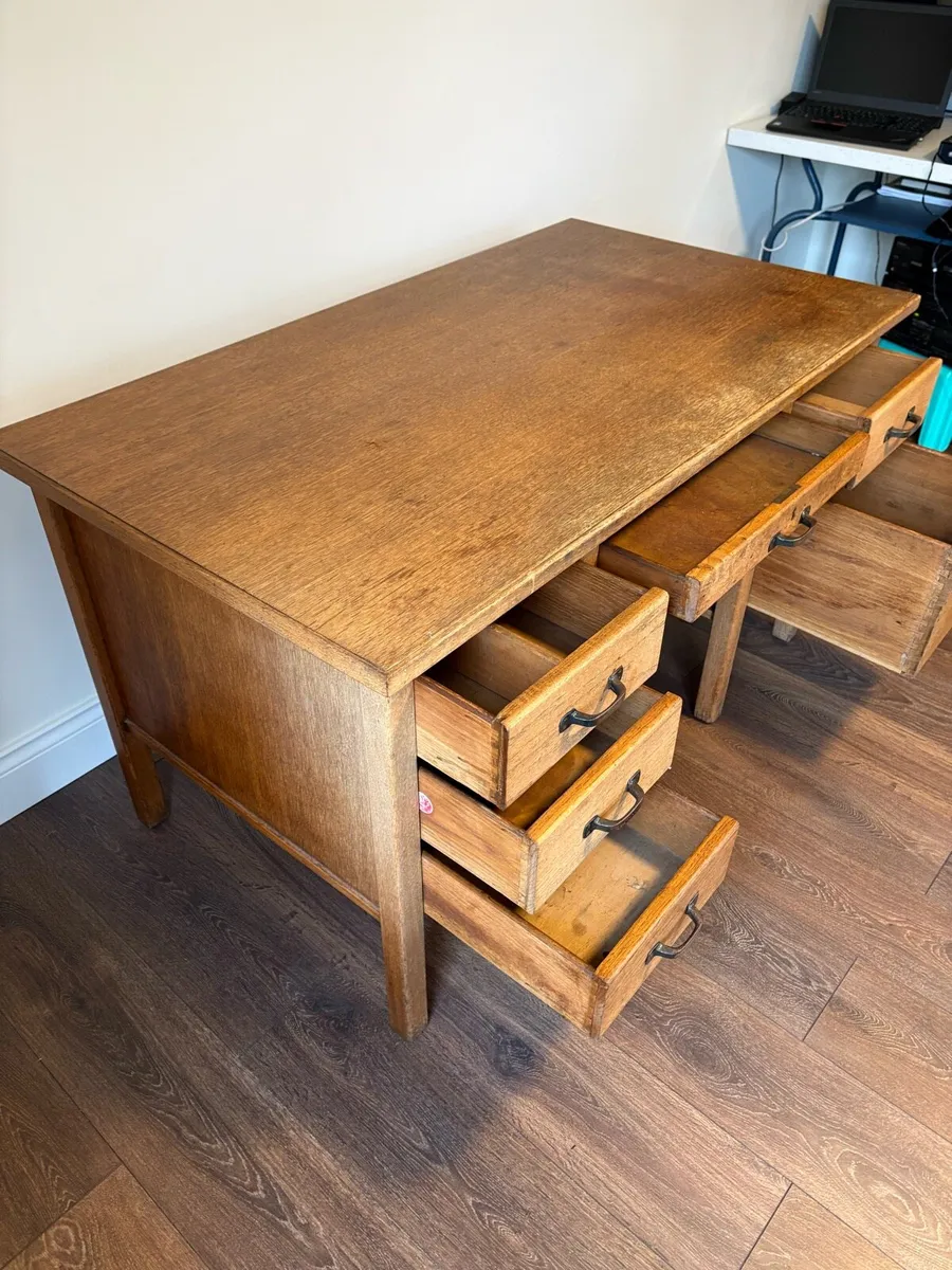 Vintage Oak Desk - Image 3