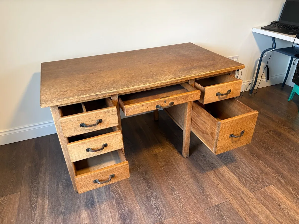 Vintage Oak Desk - Image 4