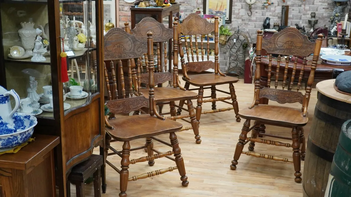 Heavy Solid Wood Dining Chairs - Image 1