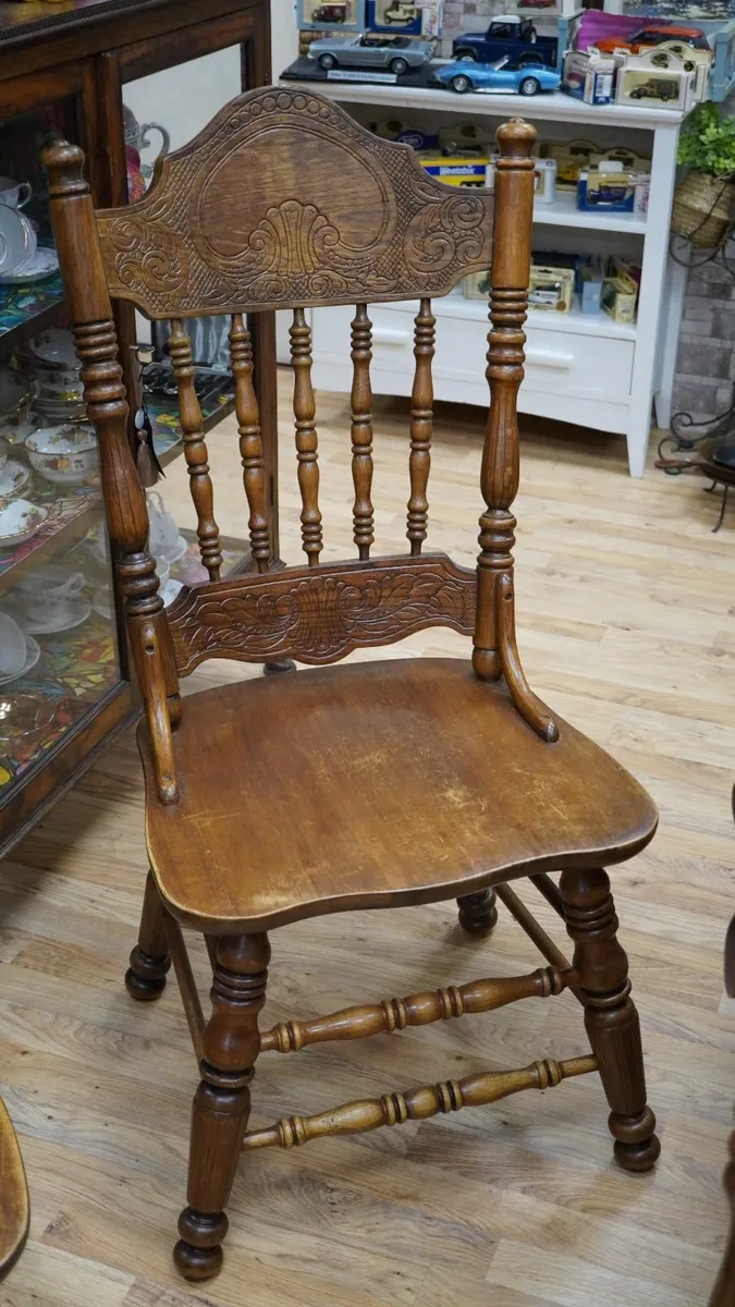 Heavy Solid Wood Dining Chairs - Image 3