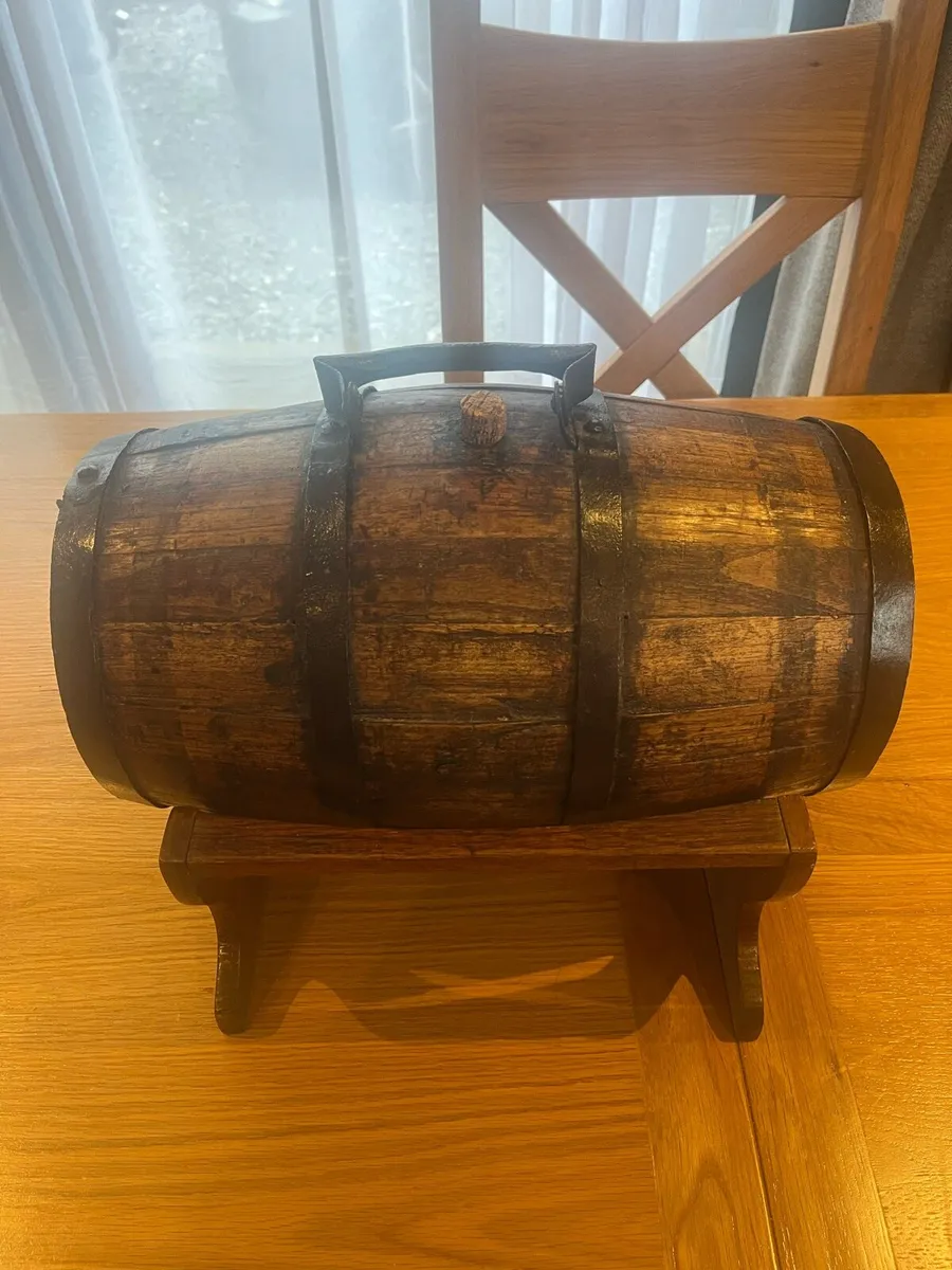 Antique Oak Coopered Whiskey Barrel - Image 4