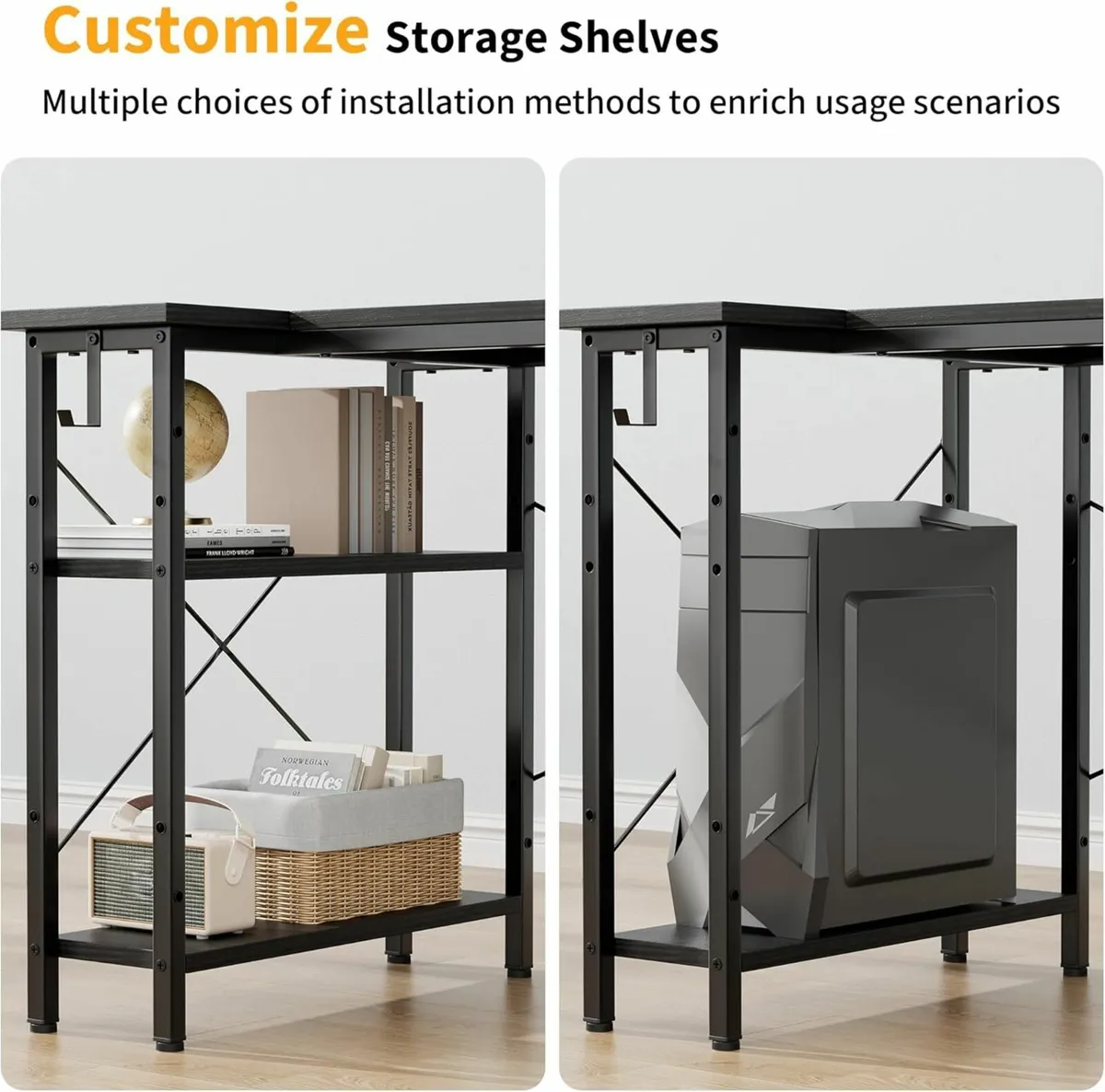 L Shaped Computer Desk, 100x70cm Gaming Office - Image 2