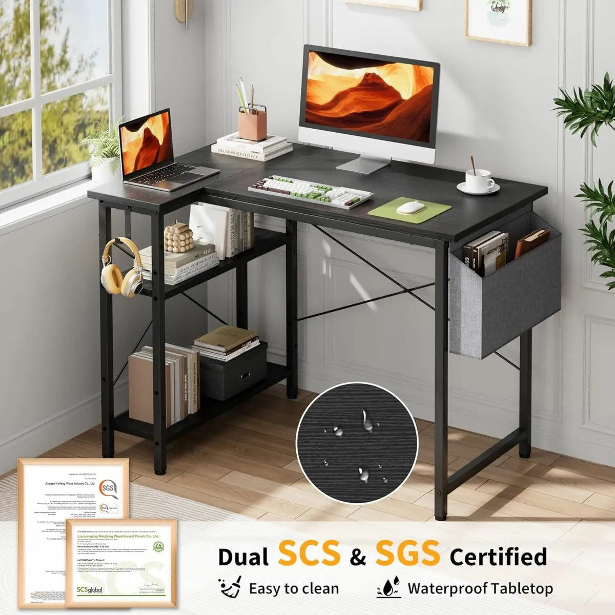 L Shaped Computer Desk, 100x70cm Gaming Office - Image 3