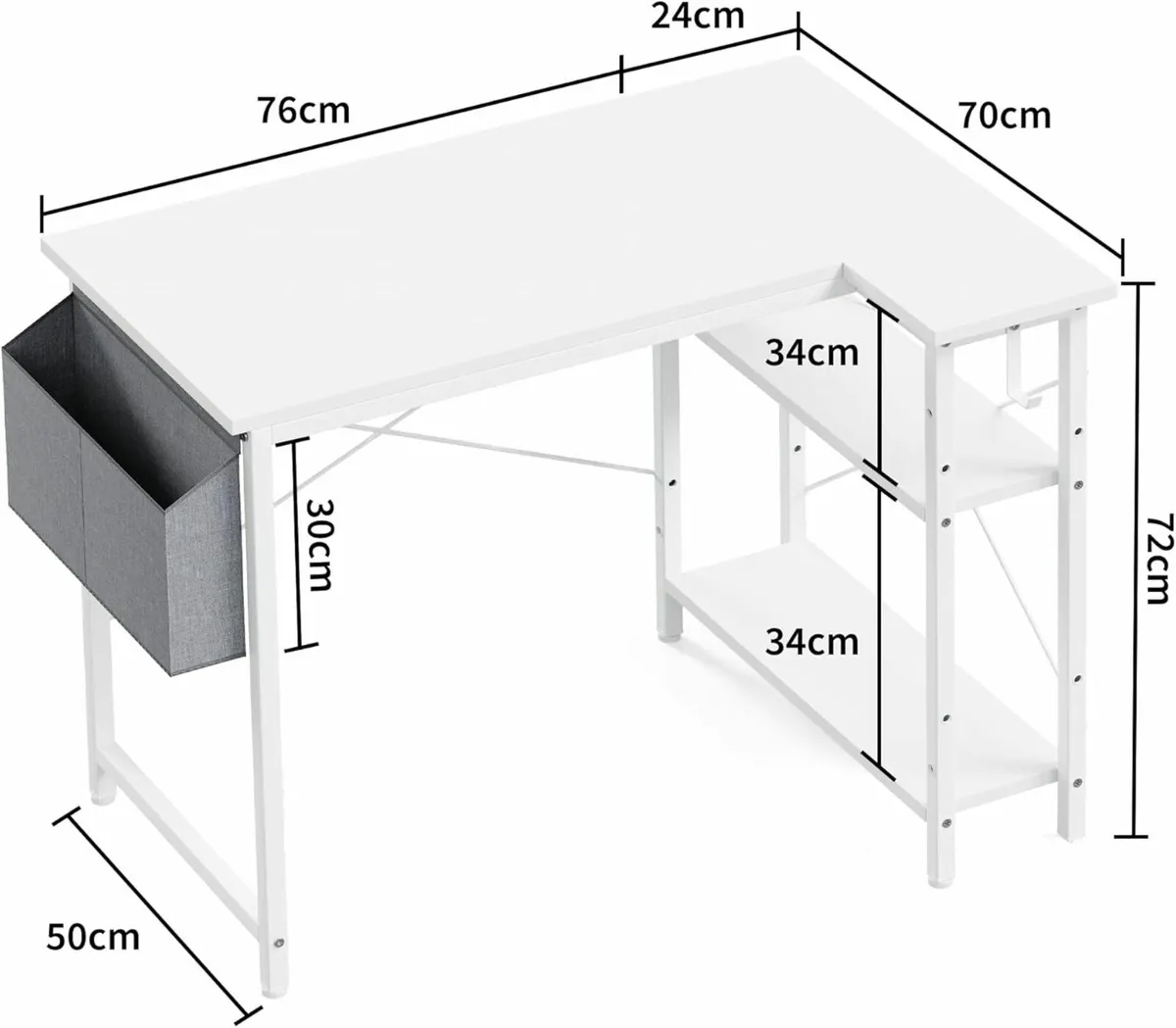 L Shaped Computer Desk Gaming Office 100x70cm - Image 3
