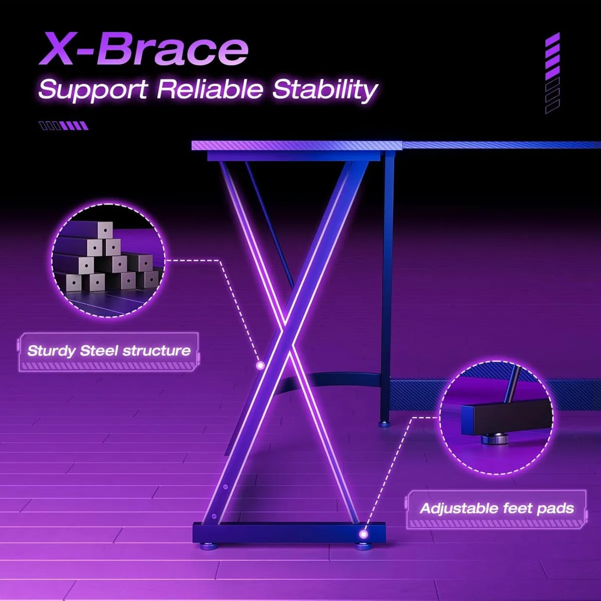 L Shaped Gaming Desk Office Gaming 120×120 cm - Image 3