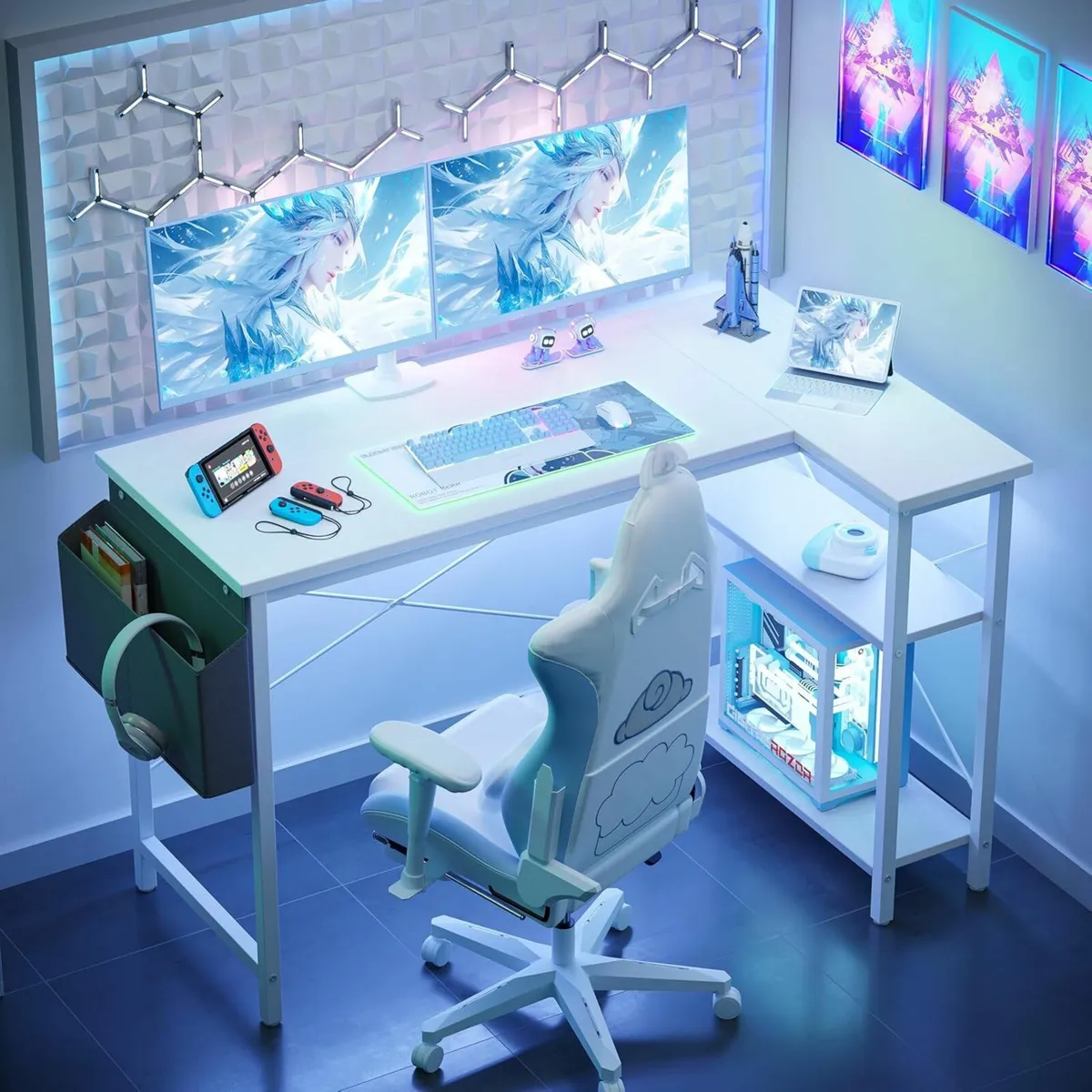 L Shaped Corner Desk 100x70cm Study Office Gaming - Image 3