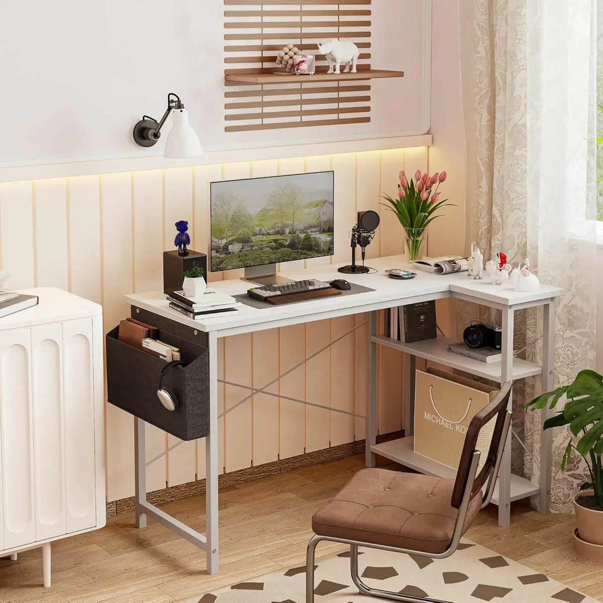 L Shaped Corner Desk 100x70cm Study Office Gaming - Image 1