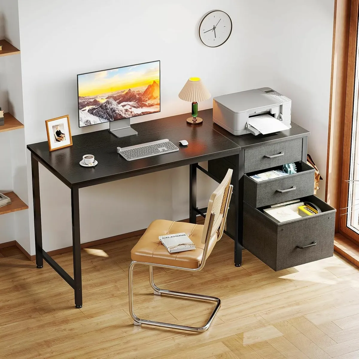 Computer Desk Drawers 120×48cm Office Desk Storage - Image 1