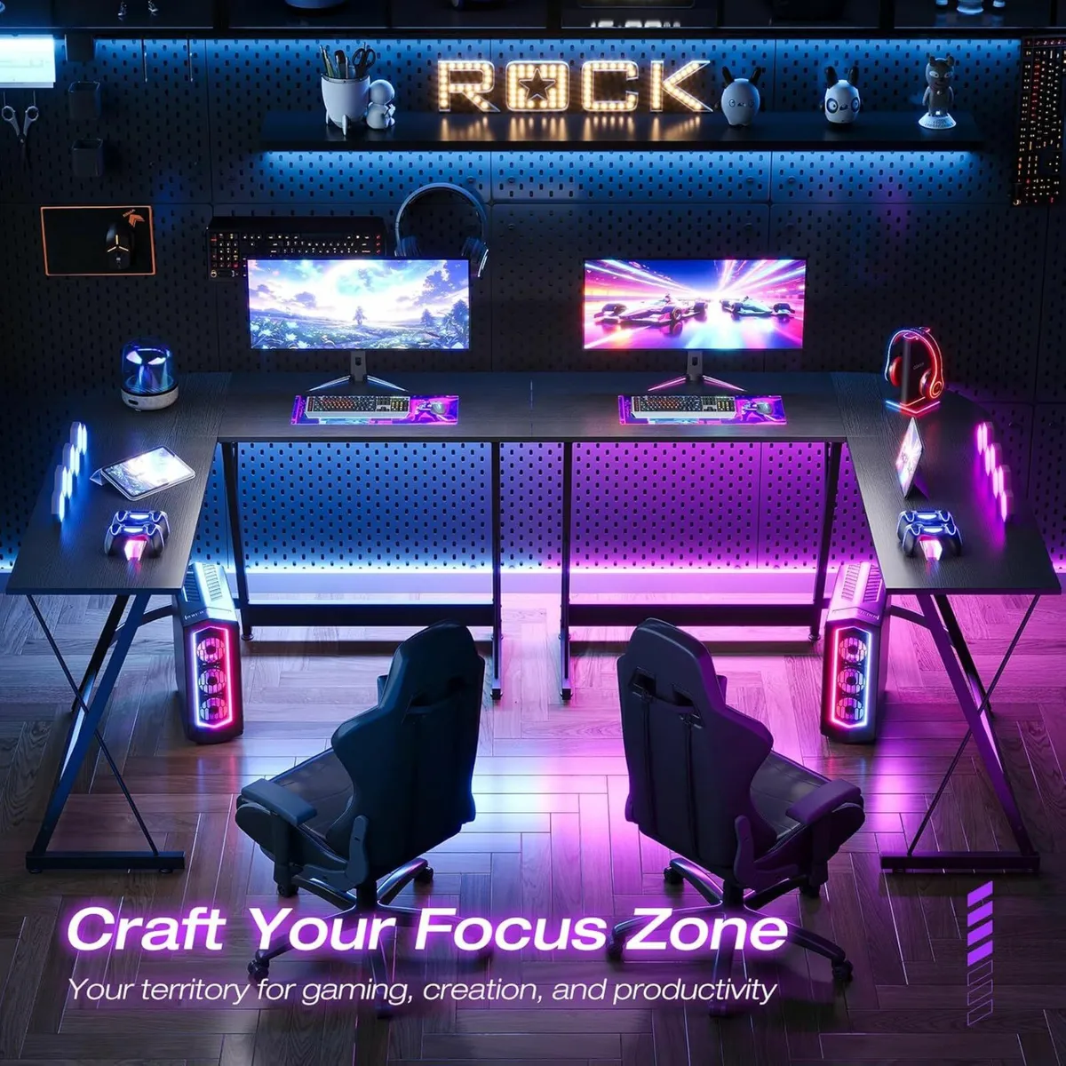 L Shaped Gaming Desk, 120×120 cm Gaming, Office - Image 4