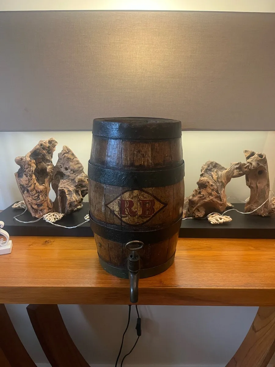 Antique “RB”Coopered Oak Beer Barrel - Image 1
