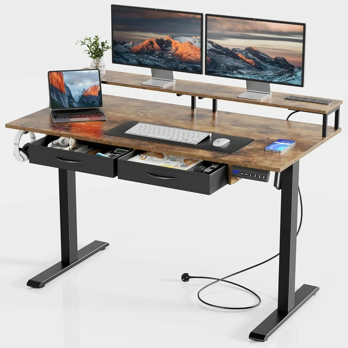 Electric Adjustable Standing Desk Outlets 120x60cm - Image 1