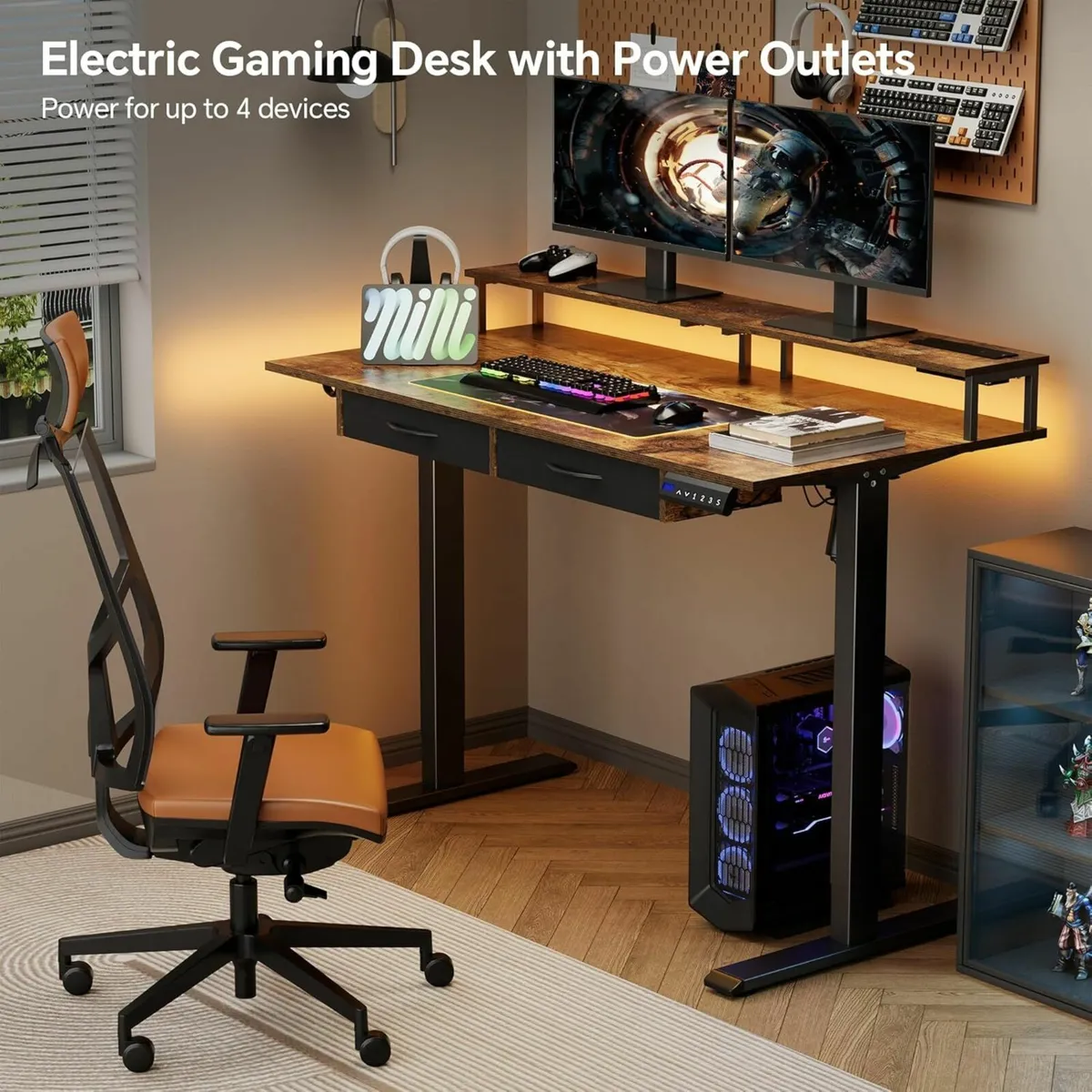 Electric Adjustable Standing Desk Outlets 120x60cm - Image 4