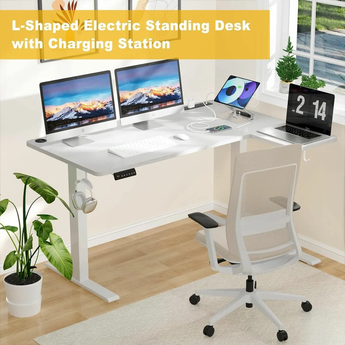 Electric Standing Desk Office study White 120x60cm - Image 1