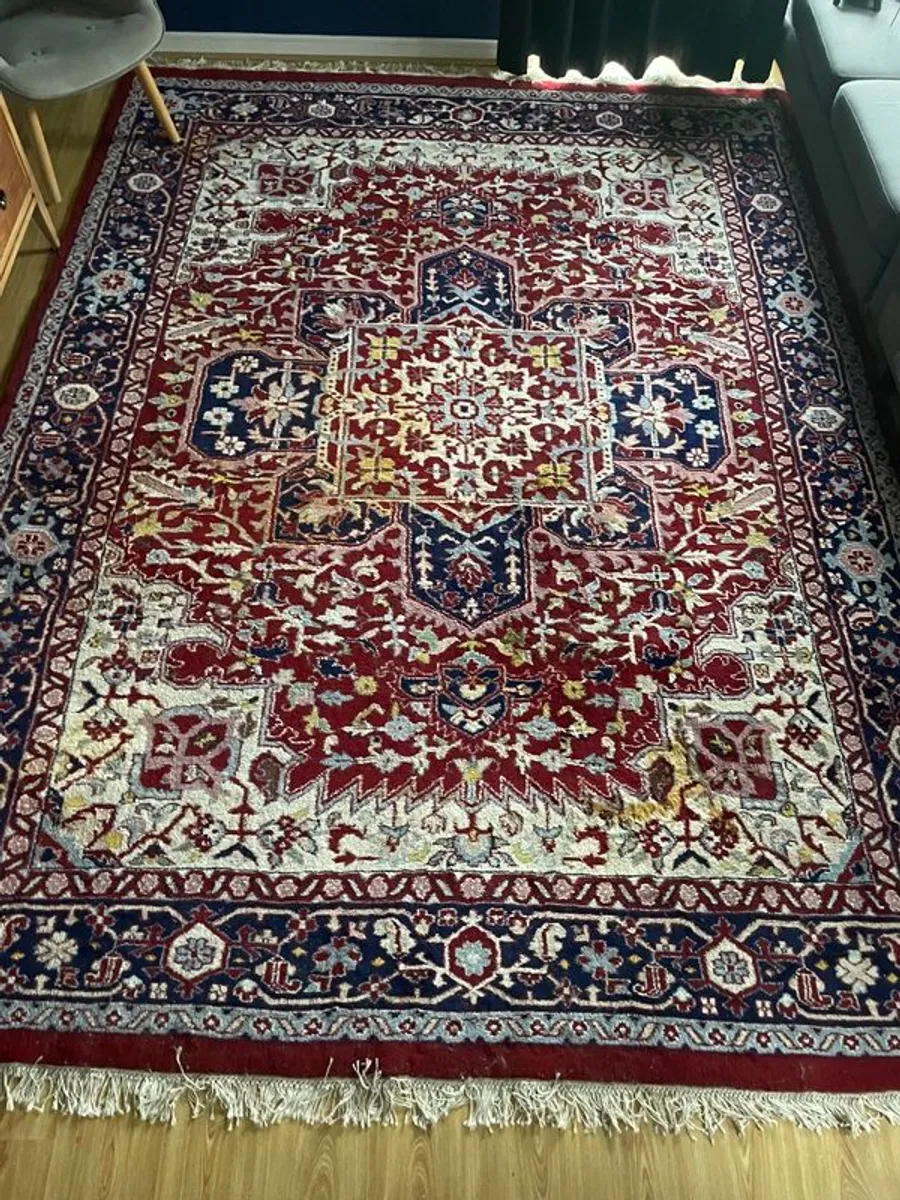 Vintage very large hand knotted rug from India Mashad - Image 1