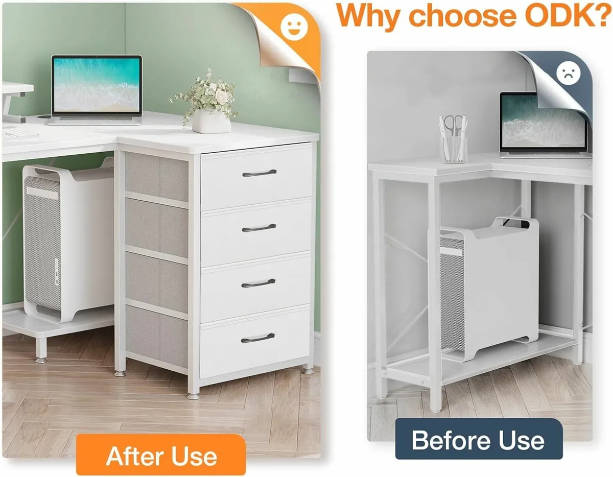 L Shaped Computer Office Desk Drawers 160x80cm - Image 2