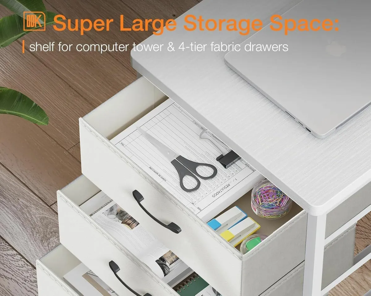 L Shaped Computer Office Desk Drawers 160x80cm - Image 3